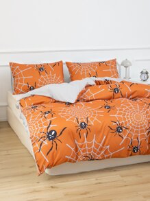 Halloween Spider Pattern Duvet Cover Set Without Filler - Multicolor - View 6
