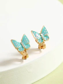 Chicas 2 piezas Cuff de oreja con diseño de mariposa - Azul - Ver 1