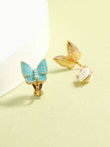 Chicas 2 piezas Cuff de oreja con diseño de mariposa - Azul - Ver 2