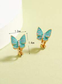 Chicas 2 piezas Cuff de oreja con diseño de mariposa - Azul - Ver 3