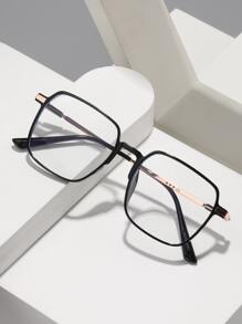 Square Frame Eyeglasses Clear Glasses Accessories - Black - View 1