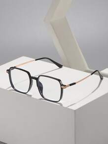 Square Frame Eyeglasses Clear Glasses Accessories - Black - View 2