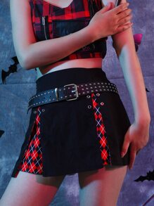 街頭釘裝飾方形扣帶 - 黑色 - 查看 2