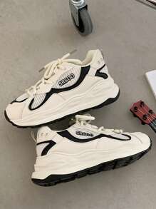 字母圖案前綁帶老爹鞋