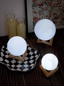 1 luz de decoración con diseño de luna con base, luz de luna blanca fría para decoración del hogar - Blanco - Ver 1