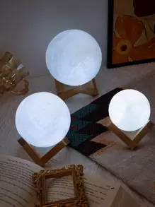 1 luz de decoración con diseño de luna con base, luz de luna blanca fría para decoración del hogar - Blanco - Ver 2