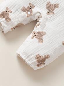 SHEIN Enterizo Con Estampado De Oso Para Recién Nacido Niño - Blanco - Ver 4