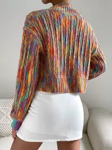 EMERY ROSE 段染落肩长袖开衫、长袖上衣 - 彩色 - 查看 2