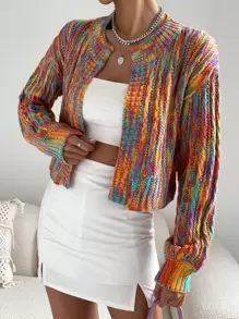 EMERY ROSE 段染落肩长袖开衫、长袖上衣 - 彩色 - 查看 3