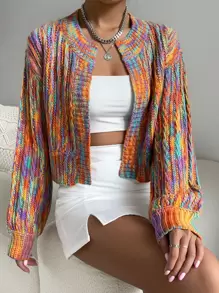 EMERY ROSE 段染落肩长袖开衫、长袖上衣 - 彩色 - 查看 7