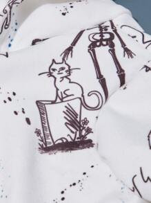 Halloween Skeleton Print Pet Hoodie - Multicolor - View 5