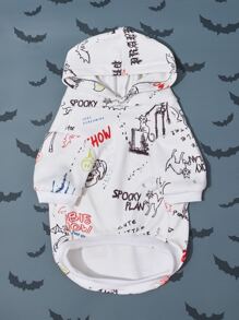 Halloween Skeleton Print Pet Hoodie - Multicolor - View 6