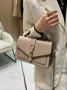 Bolso satchel minimalista y casual de negocios, ligero, con solapa (con broches de hardware aleatorios a ambos lados) para adolescentes, mujeres, estudiantes universitarias, principiantes y trabajadoras de cuello blanco. Perfecto para la oficina, la universidad, el trabajo, los negocios, los desplazamientos, al aire libre, los viajes, las salidas y como bolso casual de negocios para mujer.