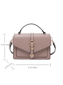 Bolso satchel minimalista y casual de negocios, ligero, con solapa (con broches de hardware aleatorios a ambos lados) para adolescentes, mujeres, estudiantes universitarias, principiantes y trabajadoras de cuello blanco. Perfecto para la oficina, la universidad, el trabajo, los negocios, los desplazamientos, al aire libre, los viajes, las salidas y como bolso casual de negocios para mujer.