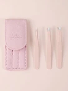 Du-care  Tweezers Set 3pcs for Eyebrow - Baby Pink - View 2