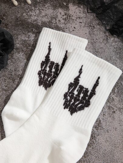 Chaussettes à imprimé main de squelette