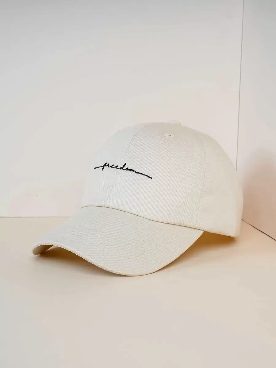 1pc Unisex Y2K Style Embroidered "Freedom" Baseball Cap, Suitable For Skiing, Outdoor, Casual, Winter, Commuting - Beige - View 1