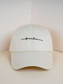 1pc Unisex Y2K Style Embroidered "Freedom" Baseball Cap, Suitable For Skiing, Outdoor, Casual, Winter, Commuting - Beige - View 2