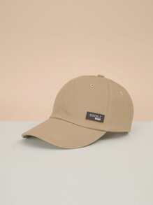 Mũ vải Unisex 1 chiếc có miếng da PU, chống nắng, thoáng khí, phong cách thời trang Y2k, thích hợp cho mùa xuân thu mặc hàng ngày và các hoạt động ngoài trời - Màu Khaki - Xem 1