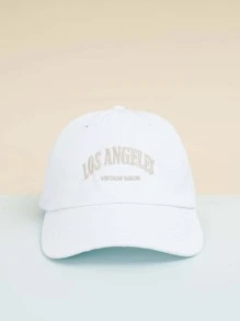 "Y2k Unisex Embroidered Letter ""Los Angeles"" Sun Protection Washed Baseball Cap, Breathable And Stylish For Daily Casual Wear" Street - White - View 1
