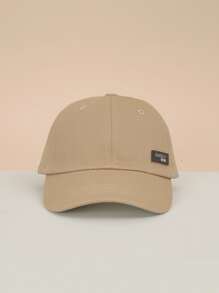 Mũ vải Unisex 1 chiếc có miếng da PU, chống nắng, thoáng khí, phong cách thời trang Y2k, thích hợp cho mùa xuân thu mặc hàng ngày và các hoạt động ngoài trời - Màu Khaki - Xem 2