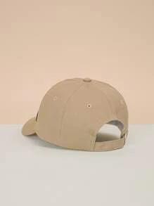 Mũ vải Unisex 1 chiếc có miếng da PU, chống nắng, thoáng khí, phong cách thời trang Y2k, thích hợp cho mùa xuân thu mặc hàng ngày và các hoạt động ngoài trời - Màu Khaki - Xem 5