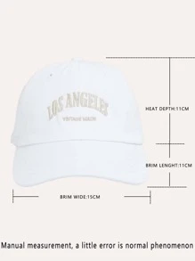 "Y2k Unisex Embroidered Letter ""Los Angeles"" Sun Protection Washed Baseball Cap, Breathable And Stylish For Daily Casual Wear" Street - White - View 6