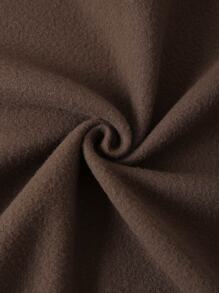 SHEIN EZwear 蝴蝶圖案落肩袖抽繩拉鍊保暖連帽衫 - 咖啡棕 - 查看 3