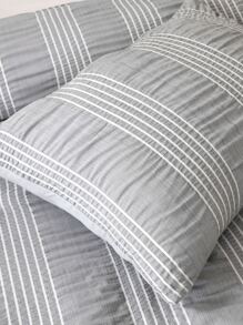 條紋圖案被套套裝不附帶內芯 - 灰色 - 查看 6