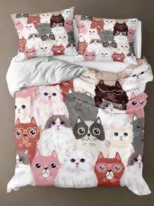 Cat Pattern Duvet Cover Set Without Filler