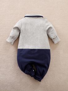 Yierying Baby Boy Bow Front Tape Panel Jumpsuit