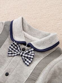 Yierying Baby Boy Bow Front Tape Panel Jumpsuit