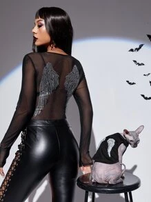 PETSIN 1 pieza Tank de mascota ala con estampado - Negro - Ver 5