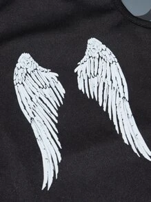 PETSIN 1 pieza Tank de mascota ala con estampado - Negro - Ver 6