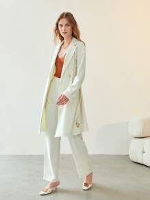 MOTF PREMIUM RAGLAN SLEEVE BELTED OVERSIZED RENCH COAT - Beige - View 2