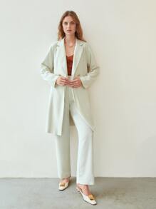 MOTF PREMIUM RAGLAN SLEEVE BELTED OVERSIZED RENCH COAT - Beige - View 4