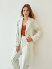 MOTF PREMIUM RAGLAN SLEEVE BELTED OVERSIZED RENCH COAT - Beige - View 5