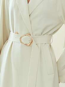 MOTF PREMIUM RAGLAN SLEEVE BELTED OVERSIZED RENCH COAT - Beige - View 7