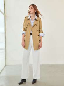 MOTF PREMIUM 雙排釦腰帶風衣外套