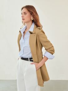 MOTF PREMIUM 雙排釦腰帶風衣外套