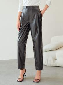 MOTF PREMIUM PU LEATHER TAPERED TROUSERS - Black - View 2