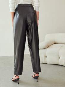 MOTF PREMIUM PU LEATHER TAPERED TROUSERS - Black - View 3