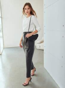 MOTF PREMIUM PU LEATHER TAPERED TROUSERS - Black - View 4