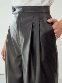 MOTF PREMIUM PU LEATHER TAPERED TROUSERS - Black - View 6