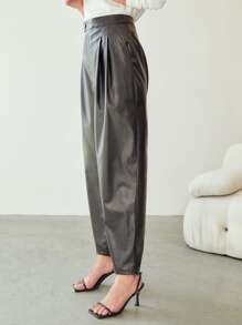 MOTF PREMIUM PU LEATHER TAPERED TROUSERS - Black - View 7