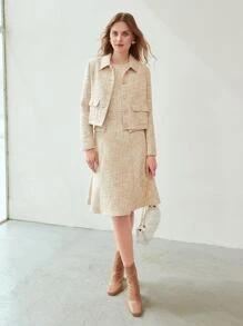 MOTF PREMIUM TWEED SINGLE BREASTED OVERCOAT - Khaki - View 6