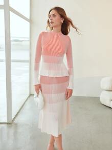 MOTF PREMIUM VISCOSE BELL SLEEVE JUMPER - Red and White - View 5