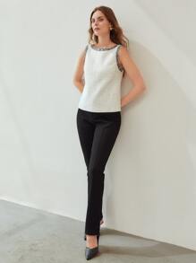 MOTF PREMIUM TWEED TANK TOP - White - View 4