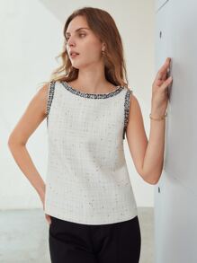 MOTF PREMIUM TWEED TANK TOP - White - View 5