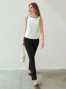 MOTF PREMIUM TWEED TANK TOP - White - View 6